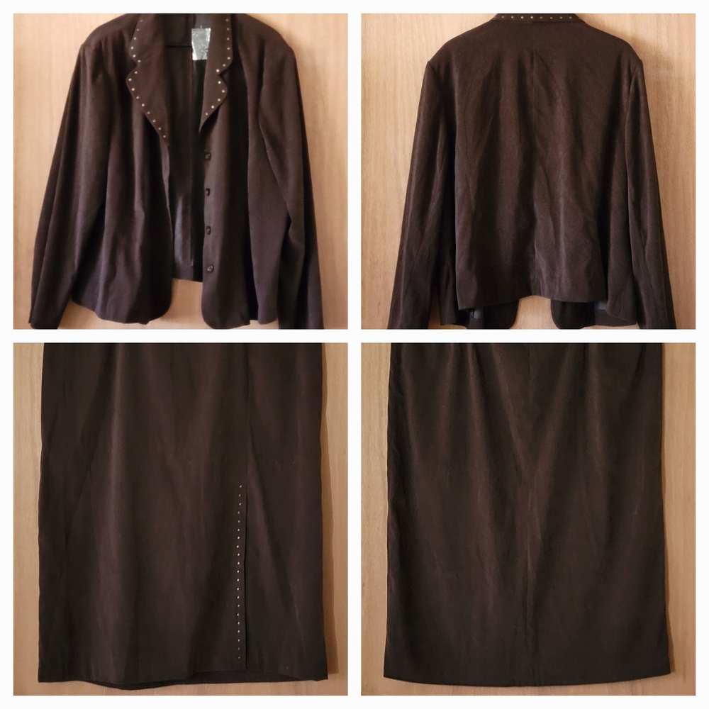 Cato Chocolate Brown Women's Jacket and Skirt Set